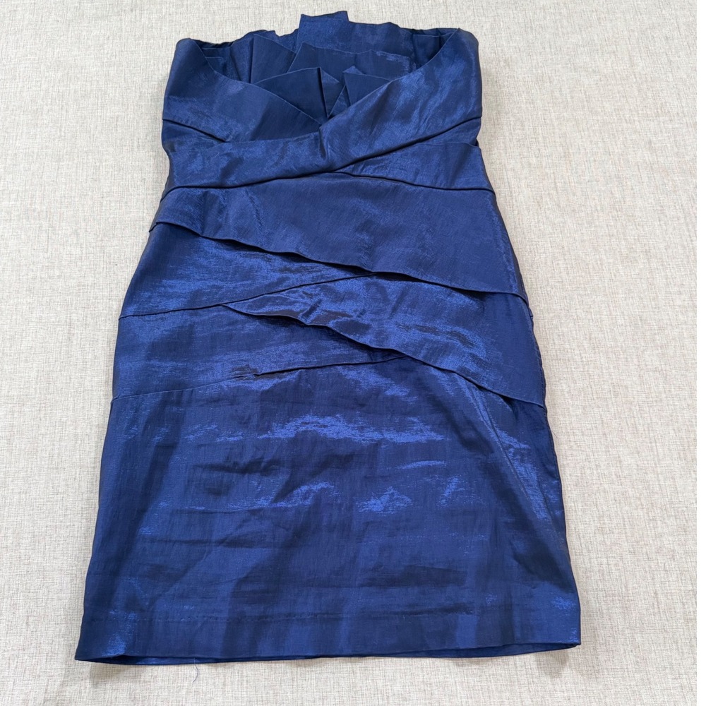 Hoco Mini Dress Blue Strapless Cocktail Celestial Y2K iridescent homecoming